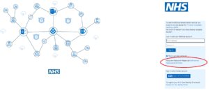 Screenshot of Self-Service Password reset portal on NHS.net login