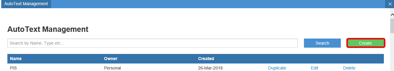 Auto text management document creation