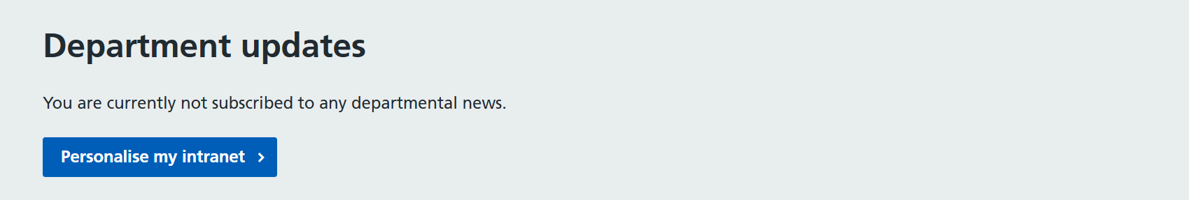 Department updates section showing the Personalise my intranet option